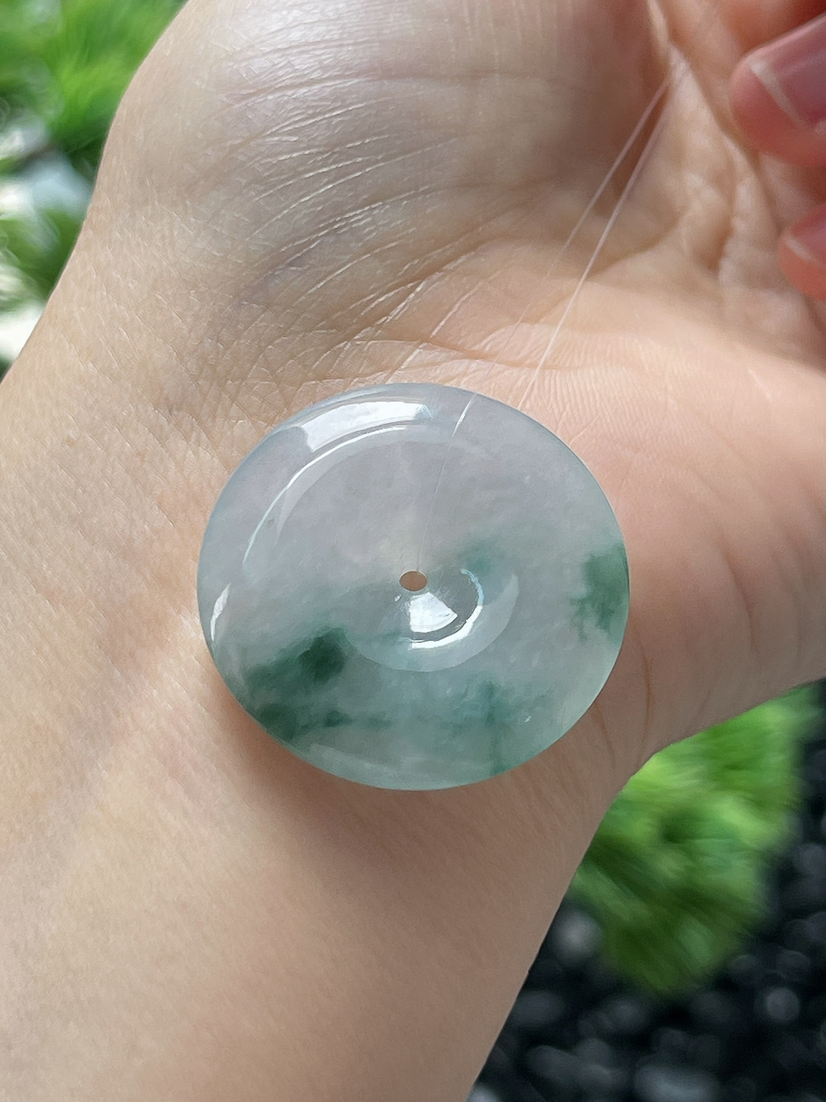 翡翠冰糯种飘花平安扣