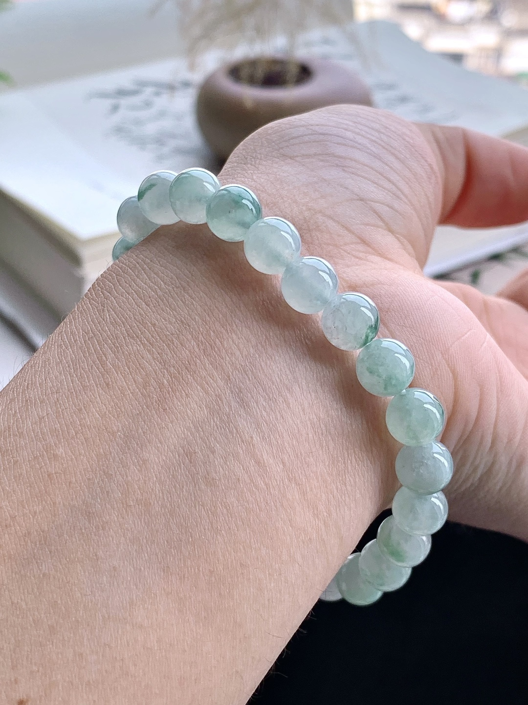 【珠子】️飘花手链圆珠子手链 【说明】缅甸 性比高 【尺寸】7.9mm 【重量】21.2克