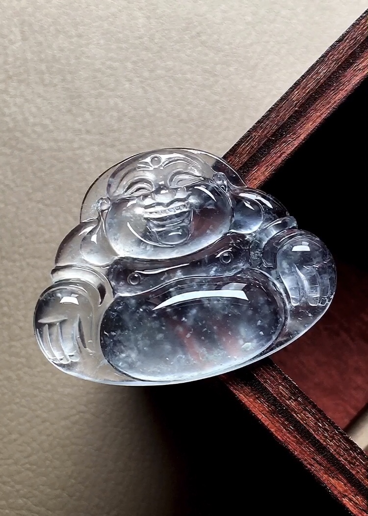 ️ 玻璃种木那佛公 底子水润，种老，荧润起光，无裂尺寸20.5*26.3*4