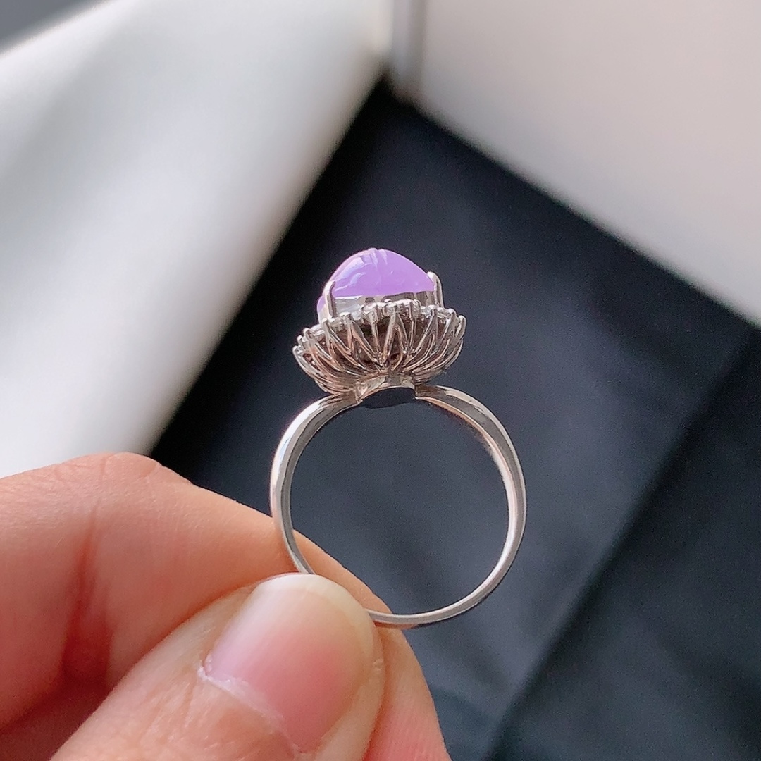 冰紫貔貅女戒 冰润细腻饱满 色泽鲜甜 佩戴优雅迷人货号130920，11.4-8.7-3.5