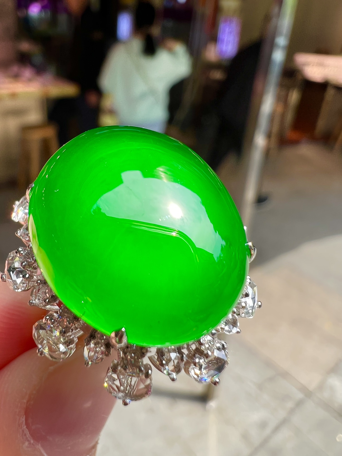 ️️ 【满色戒指 色泽艳丽】无裂18K金奢华满钻 种好细腻，19.6-17.1-16