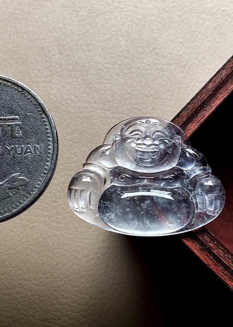 ️ 玻璃种木那佛公 底子水润，种老，荧润起光，无裂尺寸20.5*26.3*4