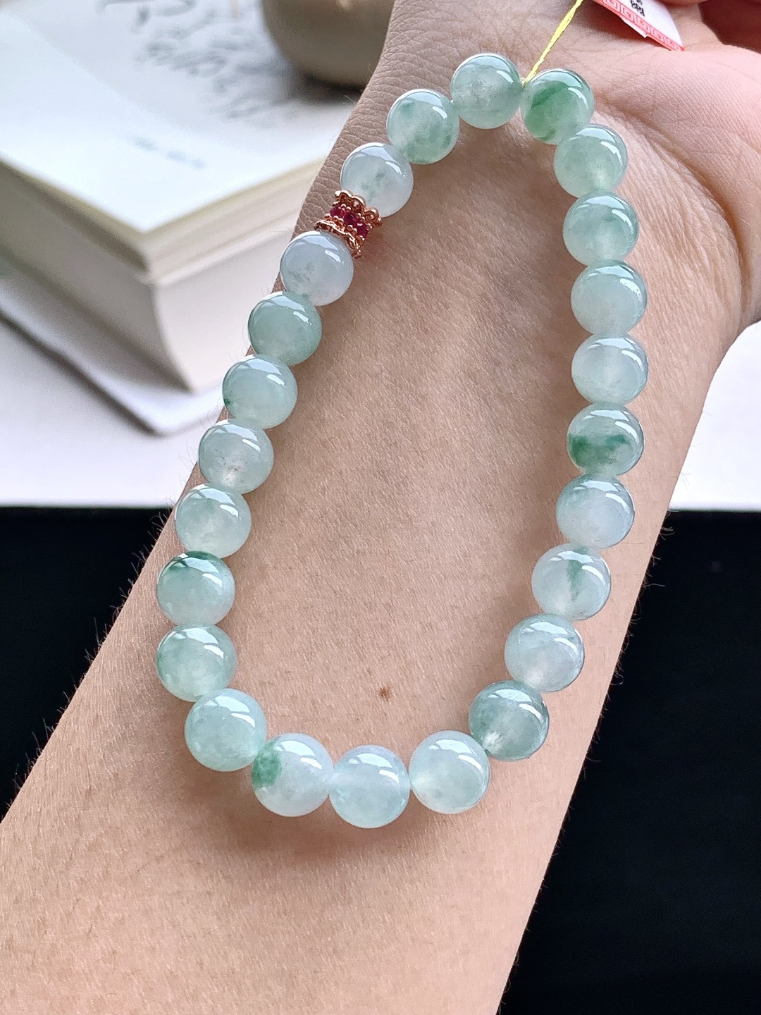【珠子】️飘花手链圆珠子手链 【说明】缅甸 性比高 【尺寸】7.9mm 【重量】21.2克