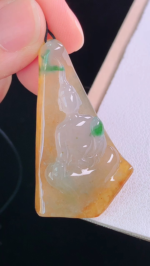 冰黄绿悟道，无裂，尺寸:46.3-26.3-9.3mm 19