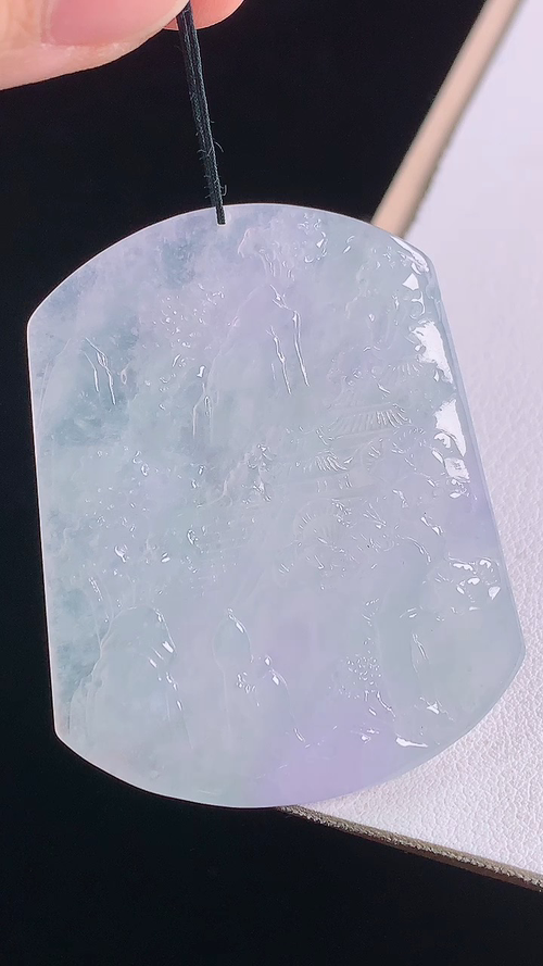 ️冰紫山水牌，无裂，尺寸:48.9-38.9-5.2mm 17