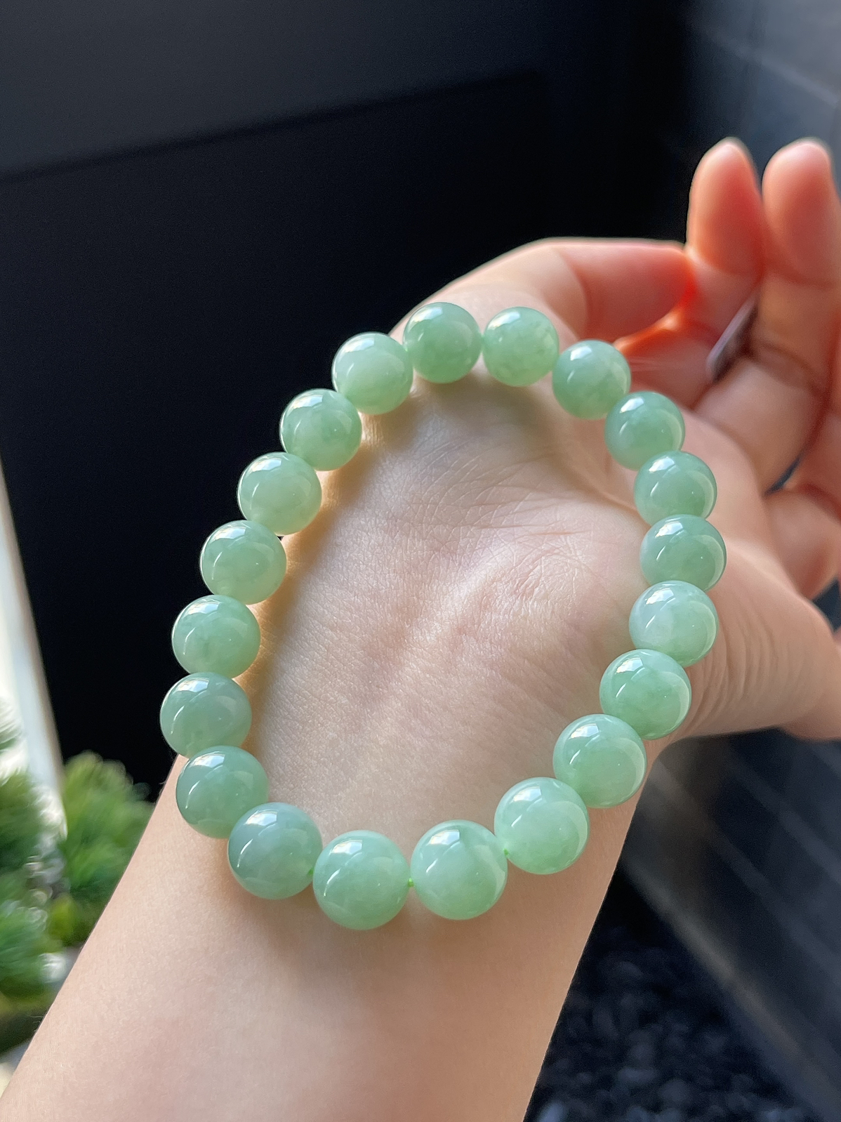 翡翠冰糯种绿色手链