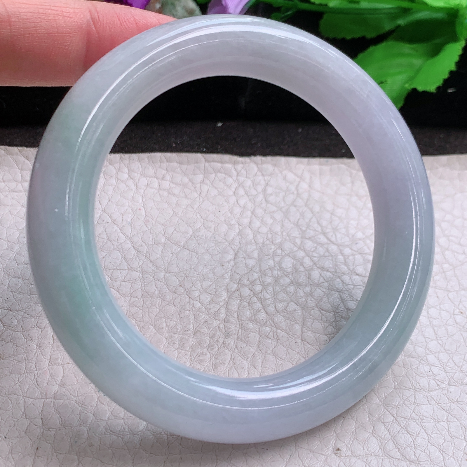 hh自然光58.5*12.6*11.8胖圆镯 缅甸翡翠a货玉手镯高品质清新圆条玉手环