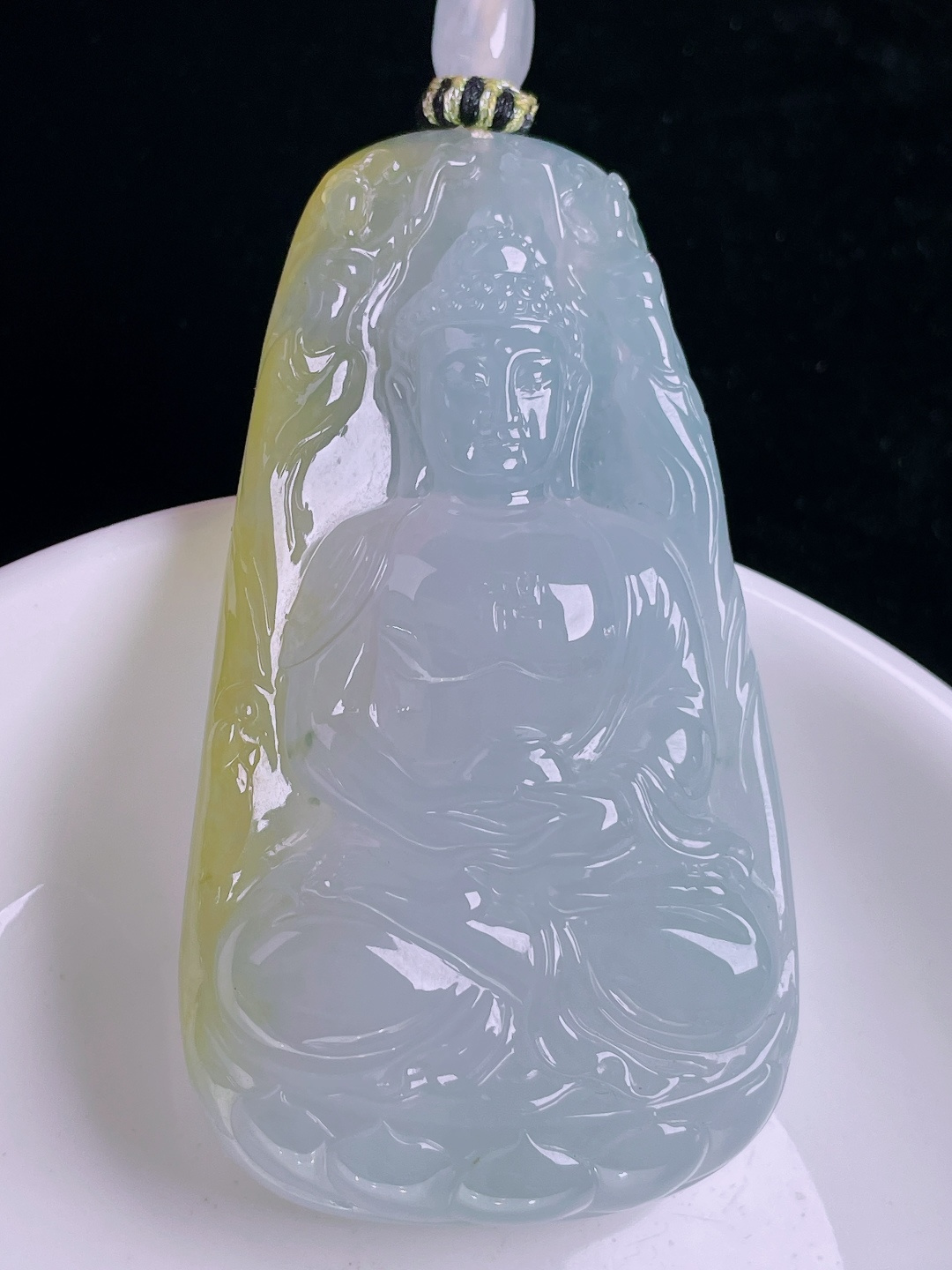 ️冰黄大日如来阿弥陀佛，老种起光，细底通透，尺寸：67.5/38/10mm0922