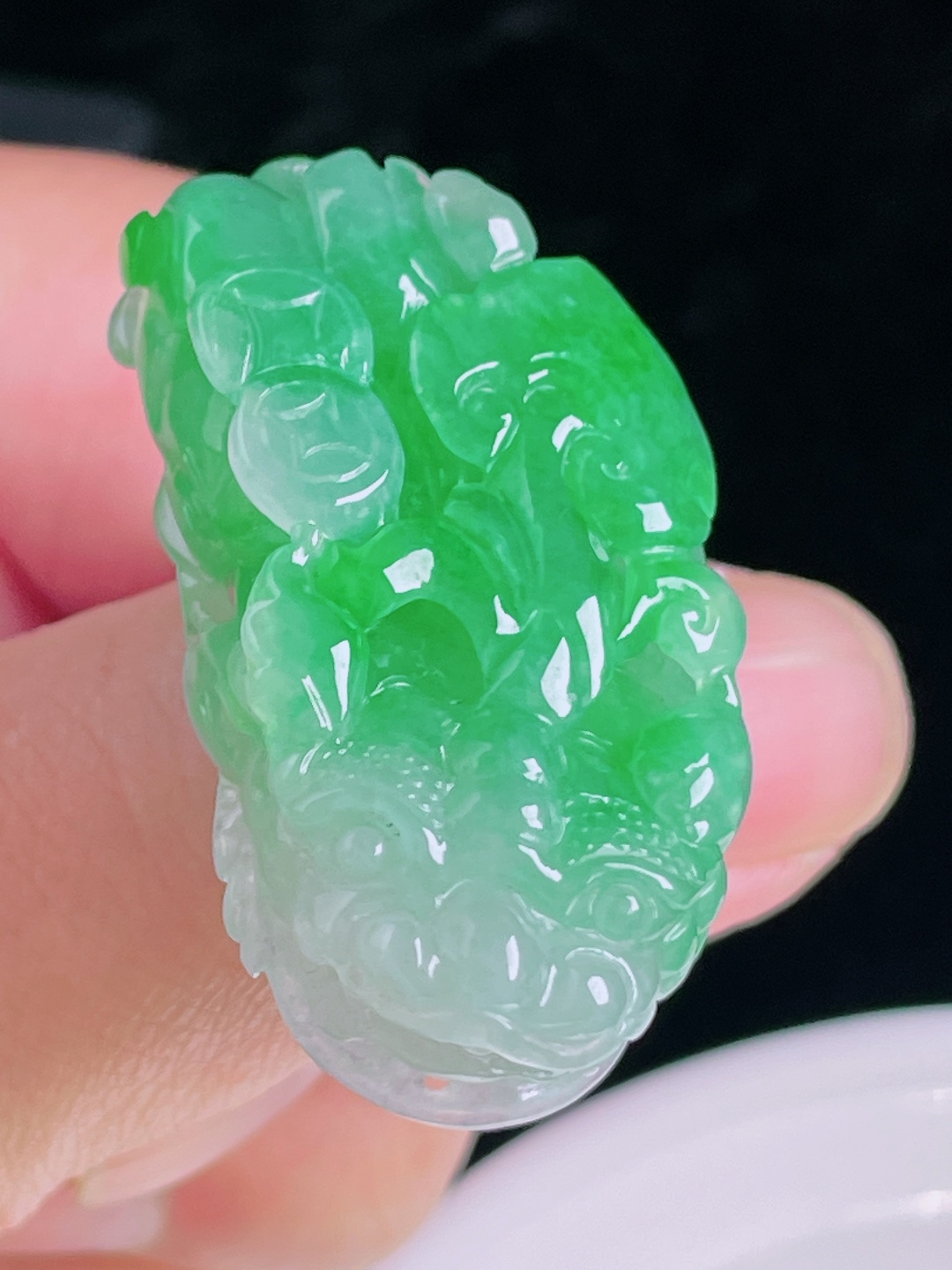 ️冰绿貔貅，老种起光，细底通透，尺寸：43.4/23.3/12.3mm0922