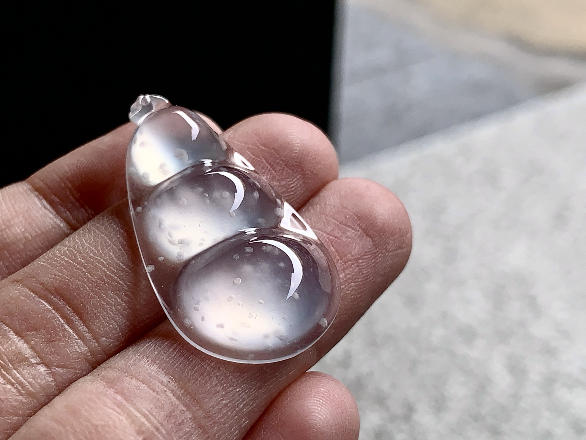 ️ 【冰种雪花福豆】 尺寸：32×17×5 温润沁心，雅韵天成