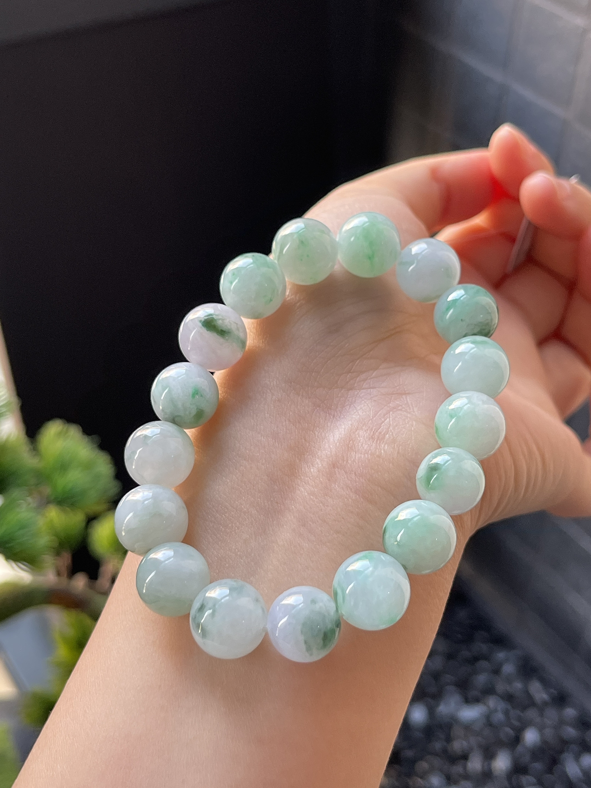 翡翠冰糯种飘花手链