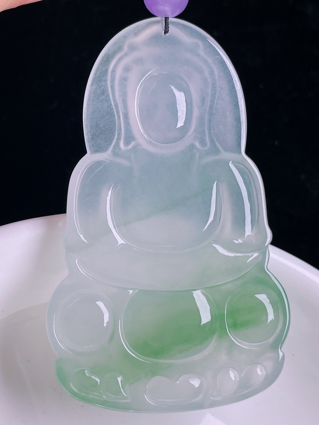 ️冰绿观音，老种起光，细底通透，尺寸：54.8/34.4/5.6mm0922