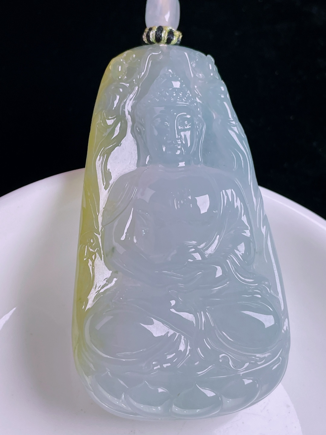 ️冰黄大日如来阿弥陀佛，老种起光，细底通透，尺寸：67.5/38/10mm0922