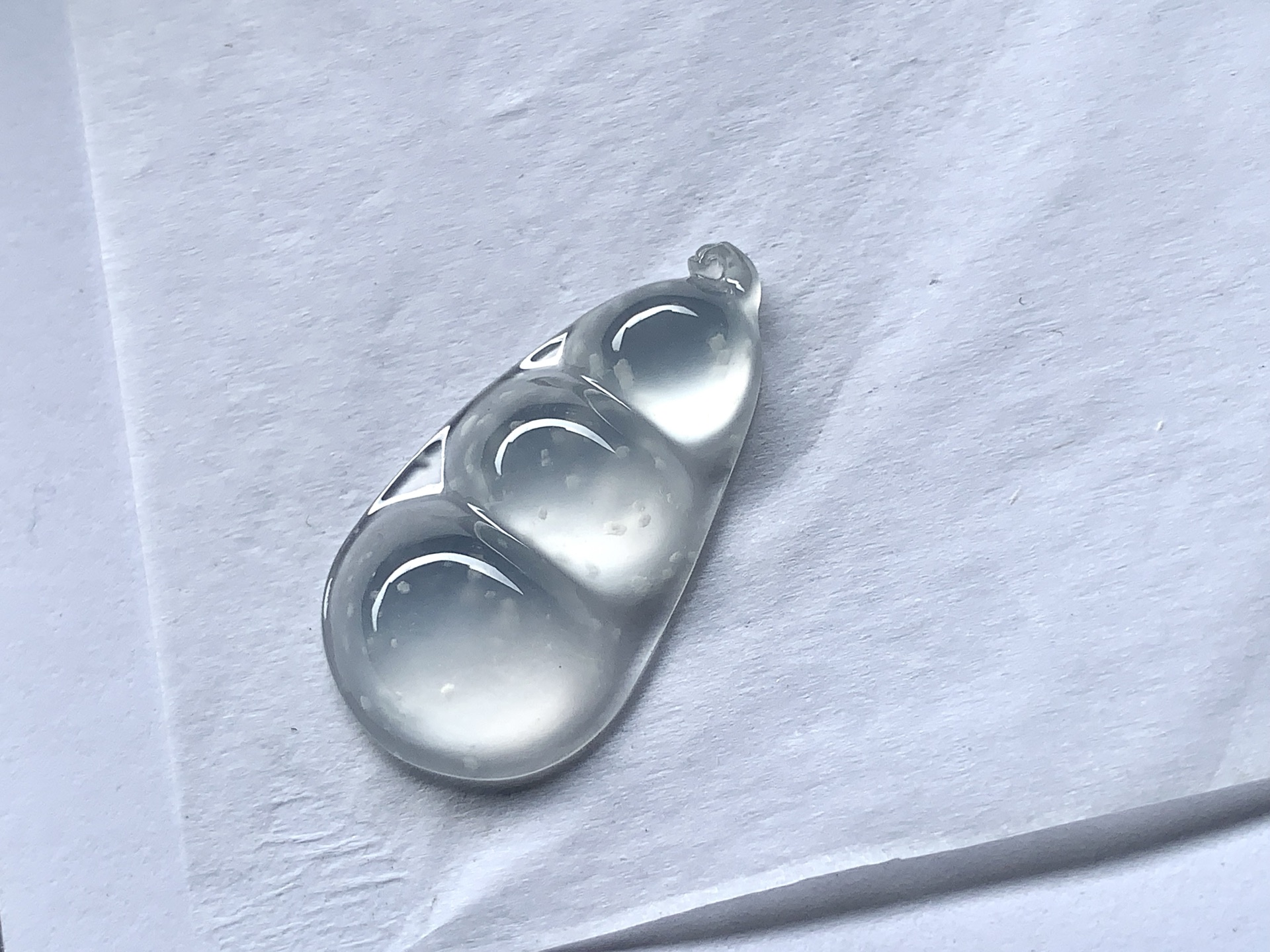 ️ 【冰种雪花福豆】 尺寸：32×17×5 温润沁心，雅韵天成