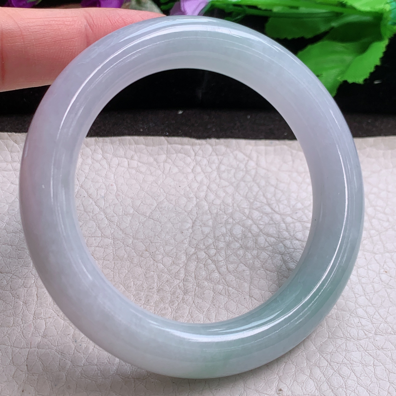 hh自然光58.5*12.6*11.8胖圆镯 缅甸翡翠a货玉手镯高品质清新圆条玉手环