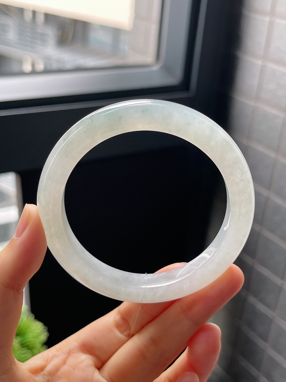 正圈55.3圈口，翡翠冰糯种飘花手镯