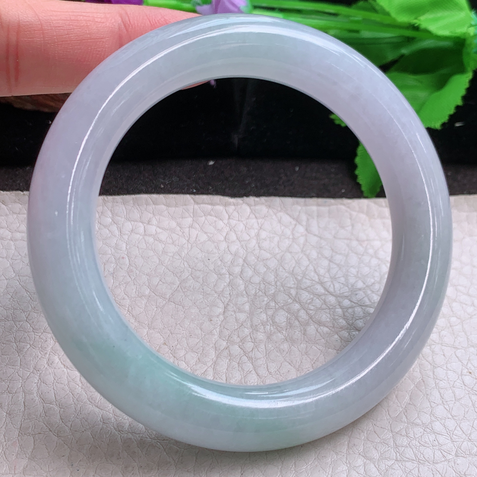 hh自然光58.5*12.6*11.8胖圆镯 缅甸翡翠a货玉手镯高品质清新圆条玉手环