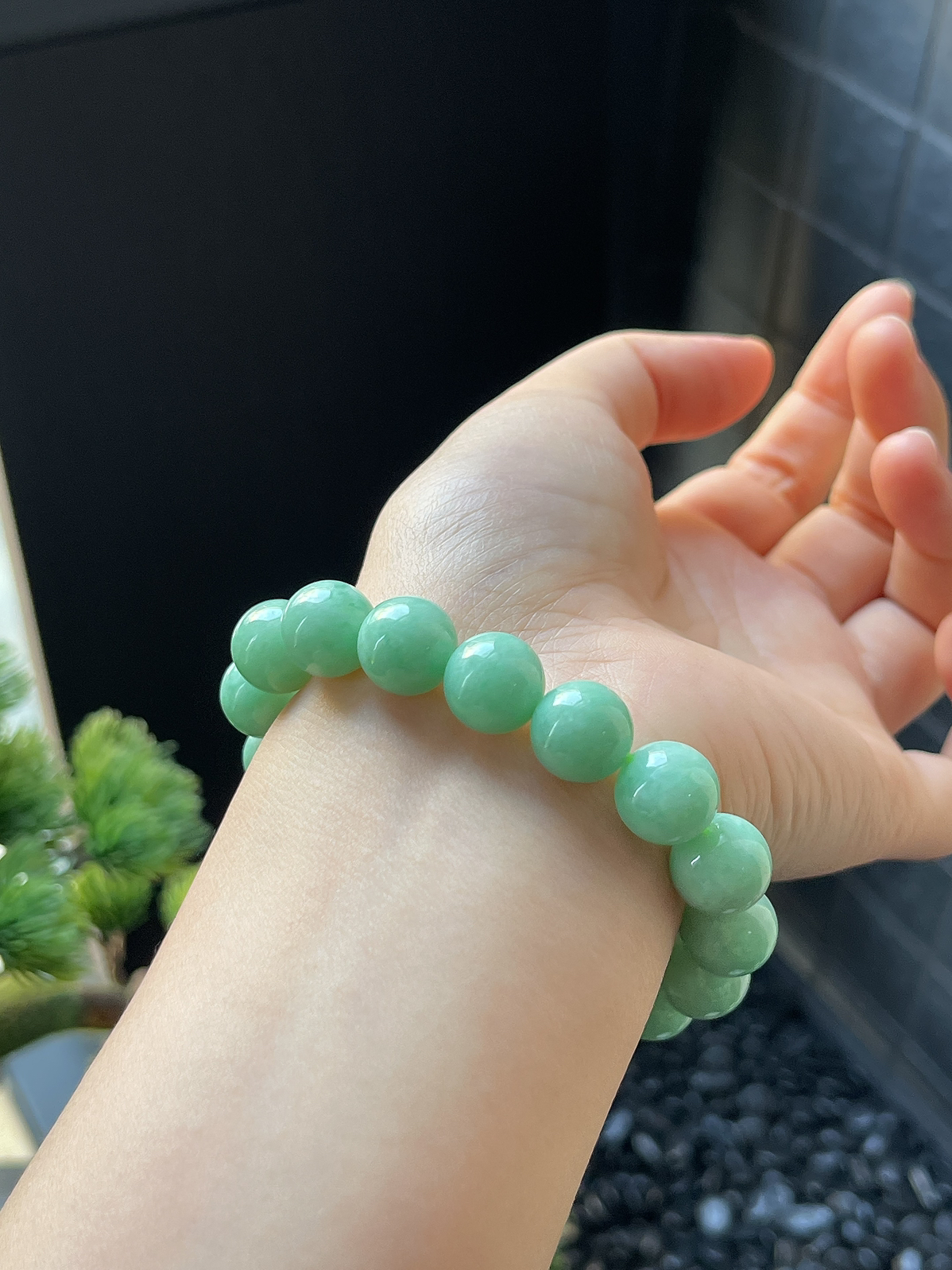 翡翠糯化种绿色手链