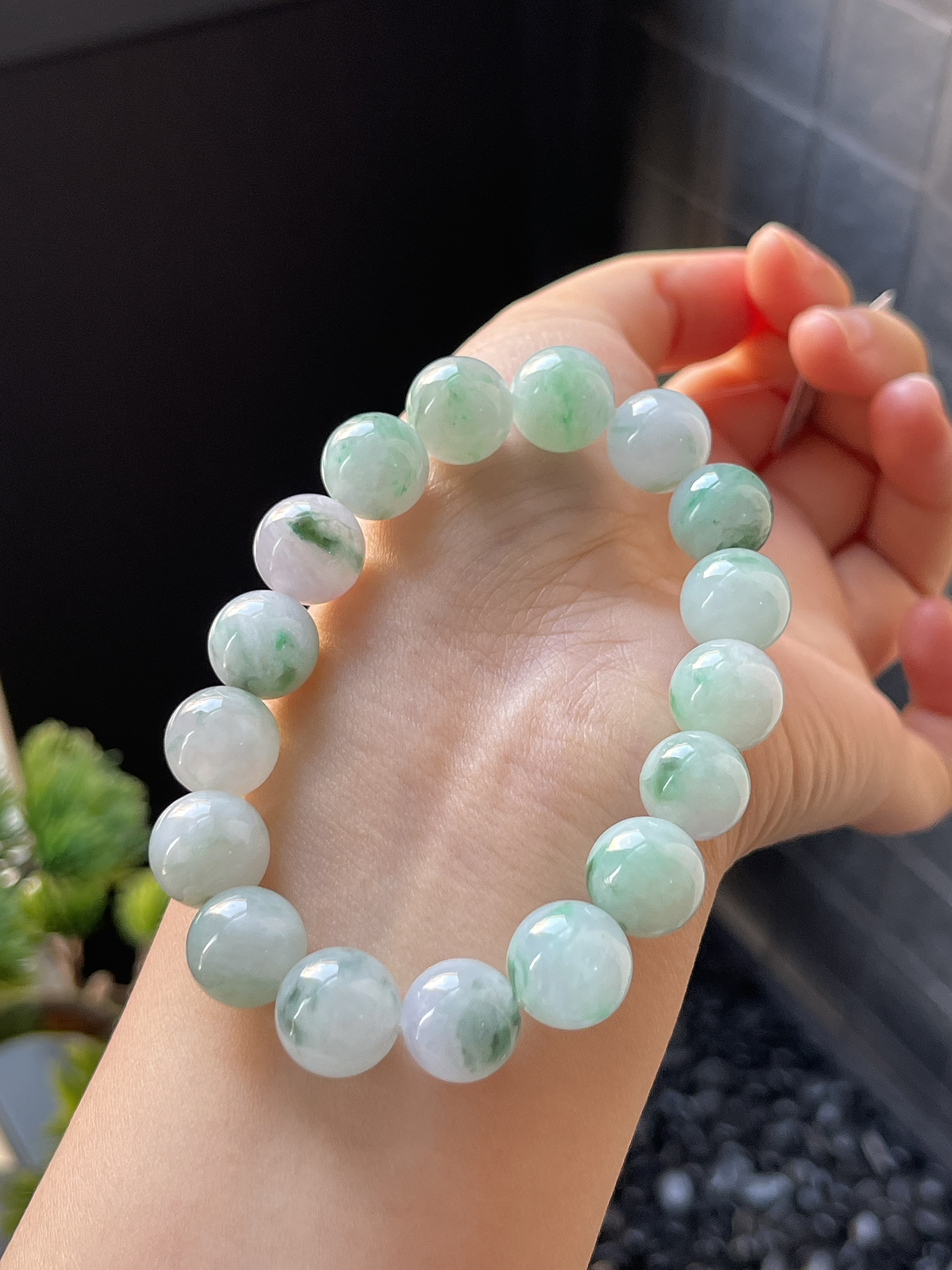 翡翠冰糯种飘花手链