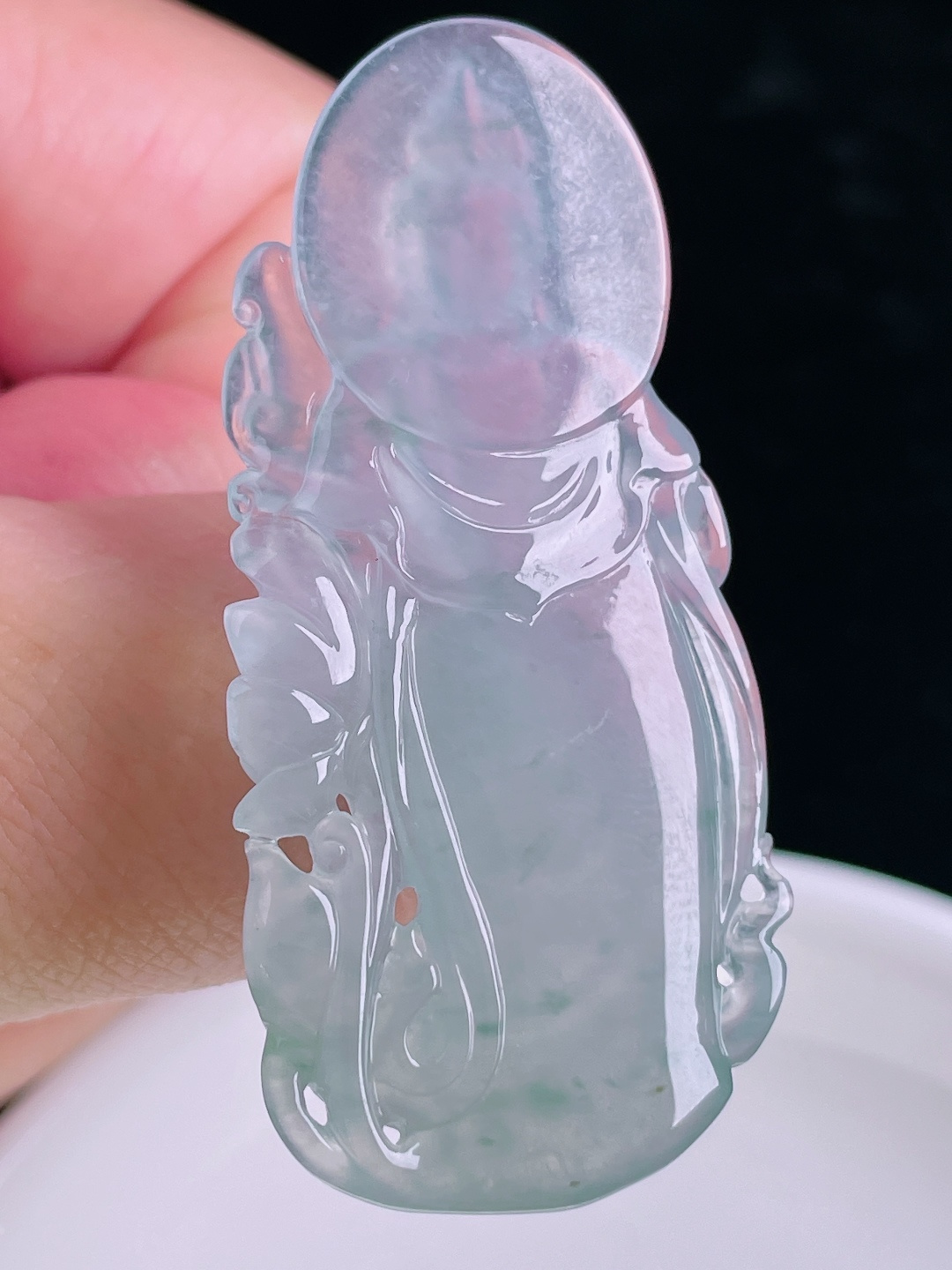 ️冰紫观音，老种起光，细底通透，尺寸：53/25/6mm0922