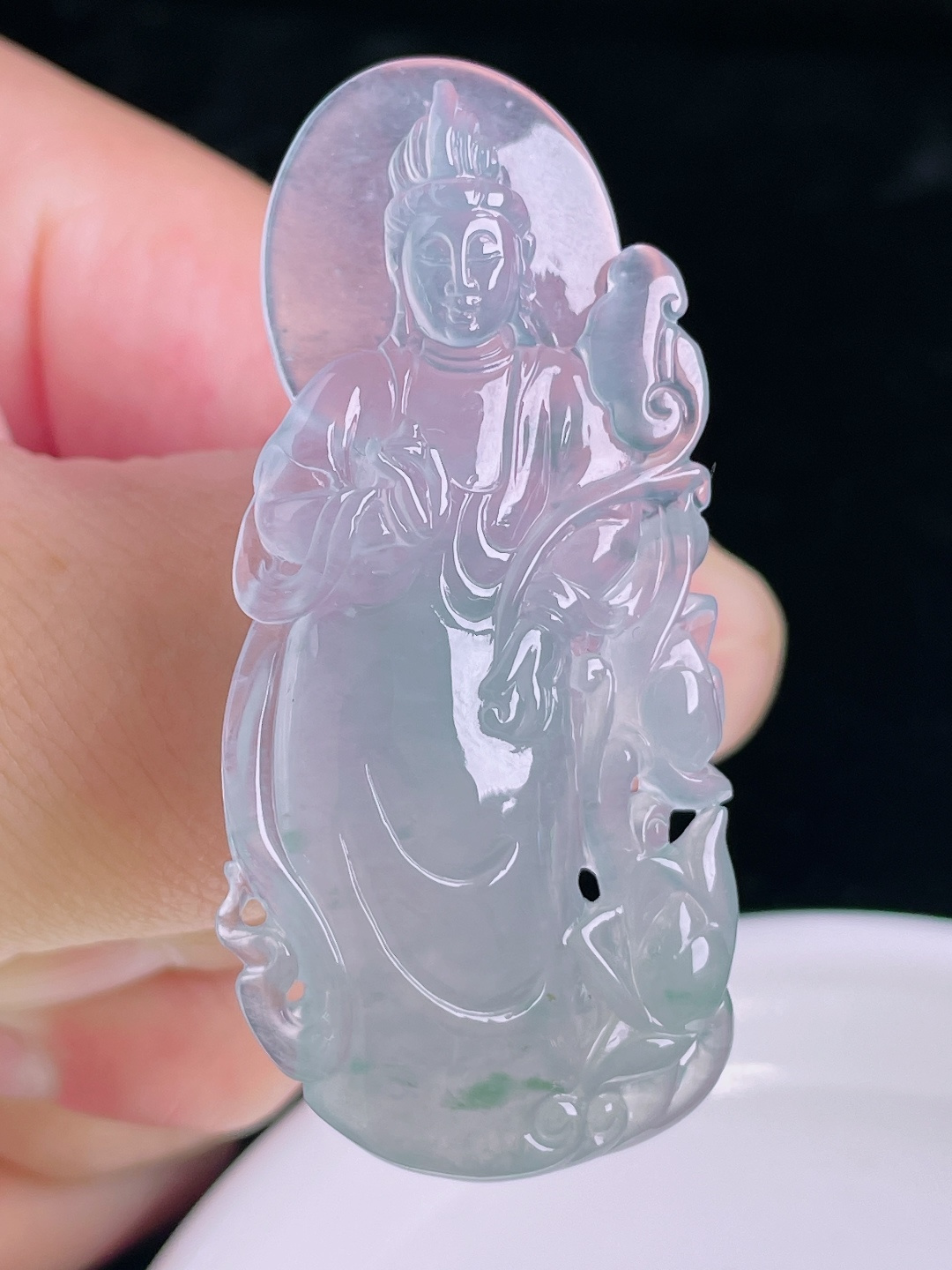 ️冰紫观音，老种起光，细底通透，尺寸：53/25/6mm0922