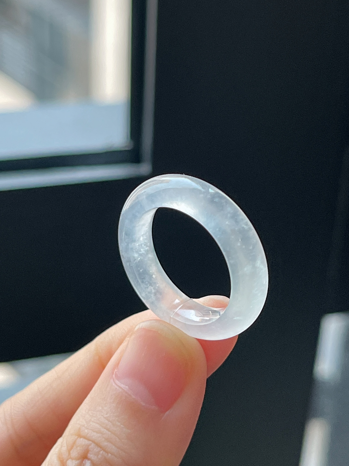 翡翠白冰指环戒指