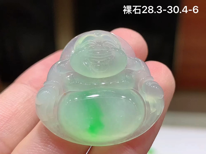 冰飘绿佛公 老坑冰透 种老水足 水润光泽 性比高 无裂 尺寸看图，28.3-30.4-6