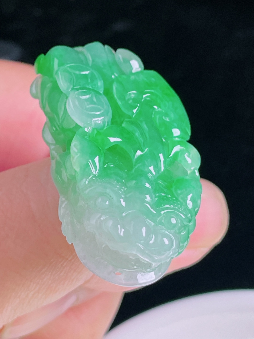 ️冰绿貔貅，老种起光，细底通透，尺寸：43.4/23.3/12.3mm0922