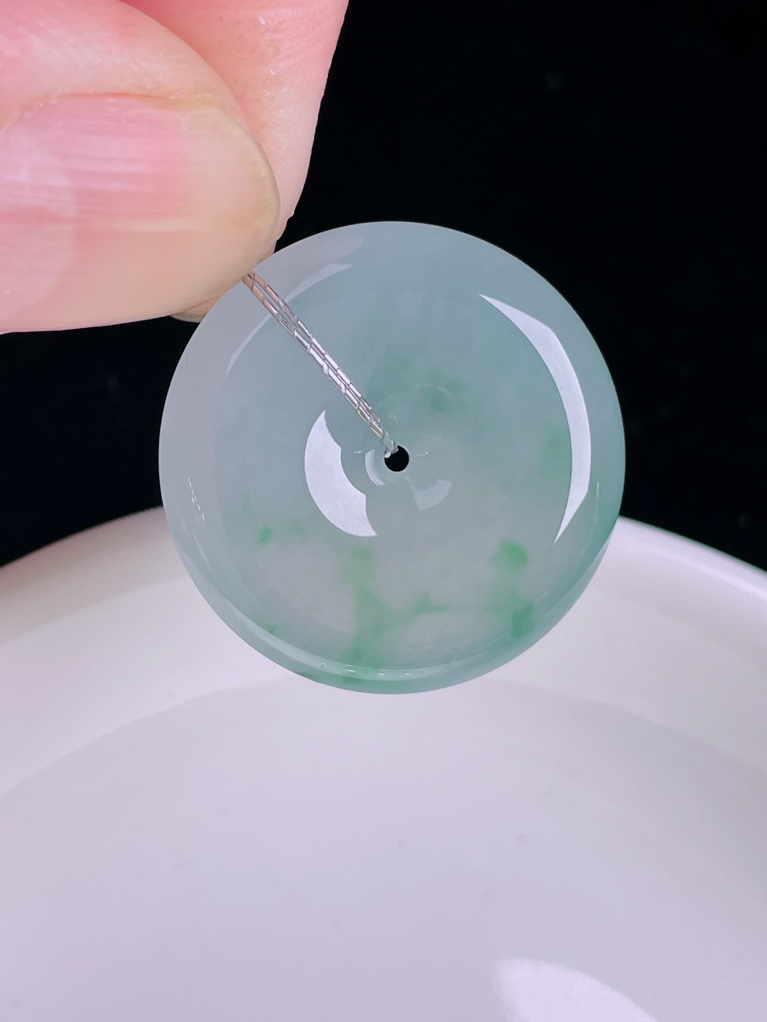 ️飘花平安扣，老种起光，细底通透，尺寸：25.5/6mm0922