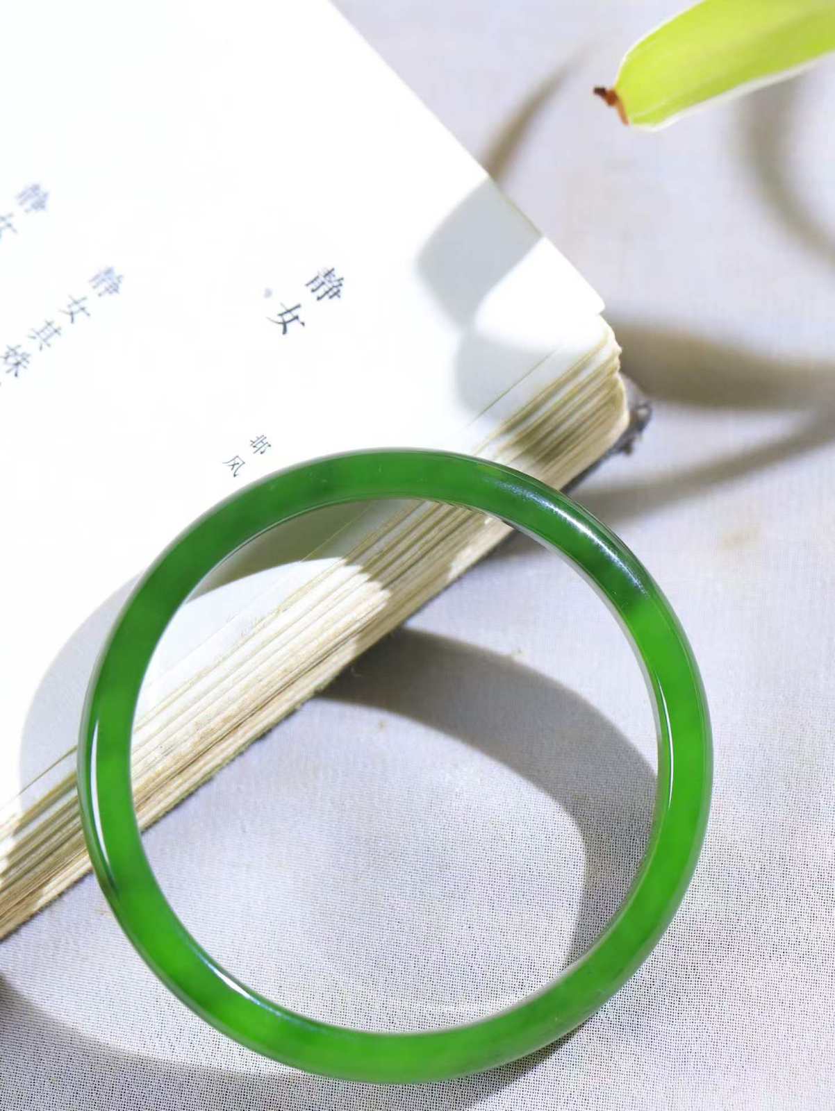 【碧色荡漾·手镯】

精品和田玉碧玉手镯，玉质细腻温润，手感舒适，️线条流畅，简约大气，美自天成，佩戴于腕间，婉约之美，举手投足间透出那份低调奢华，醉人心扉。重19.35克  内径圈口53.5mm  尺寸7.6-5.4mm  FDA-66801633