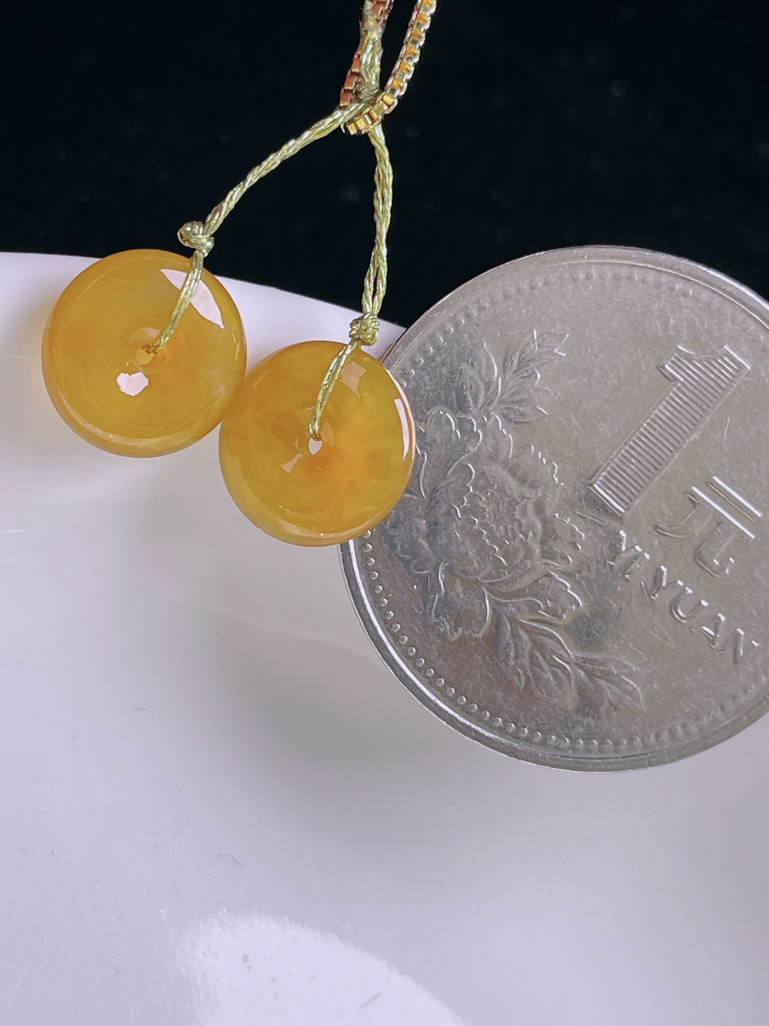 ️冰黄耳坠，老种起光，细底通透，尺寸：9.5/3mm0922