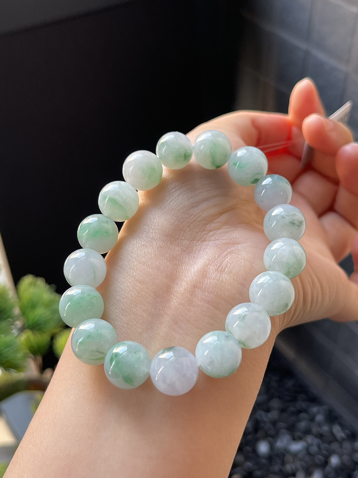 翡翠冰糯种飘花手链