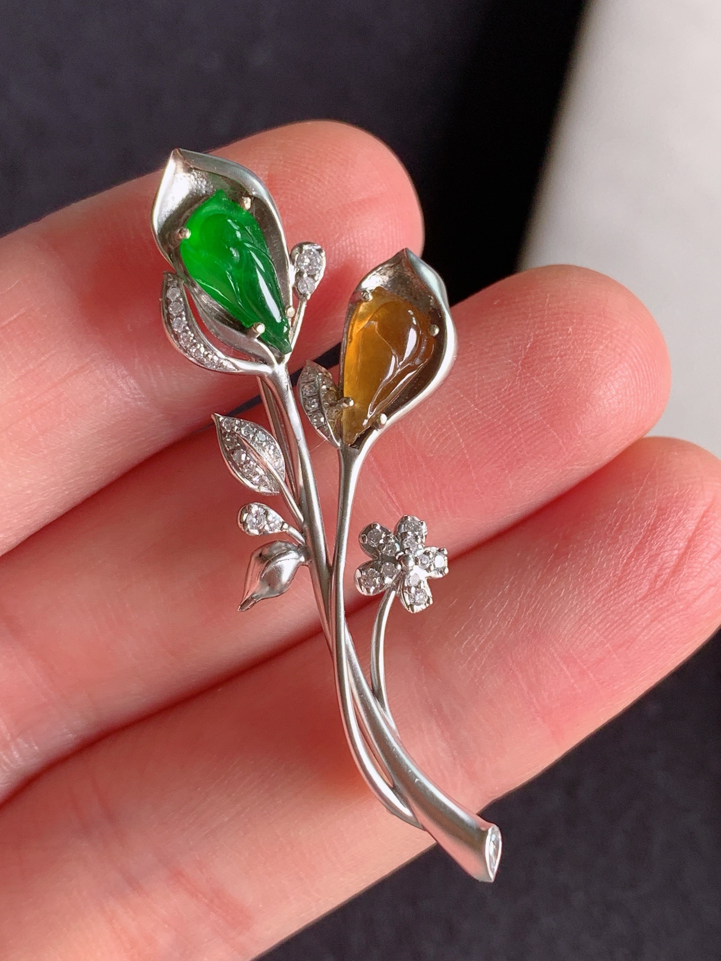 ️【18k镶嵌冰绿胸针】无裂尺寸：44.2/16.6/5.9