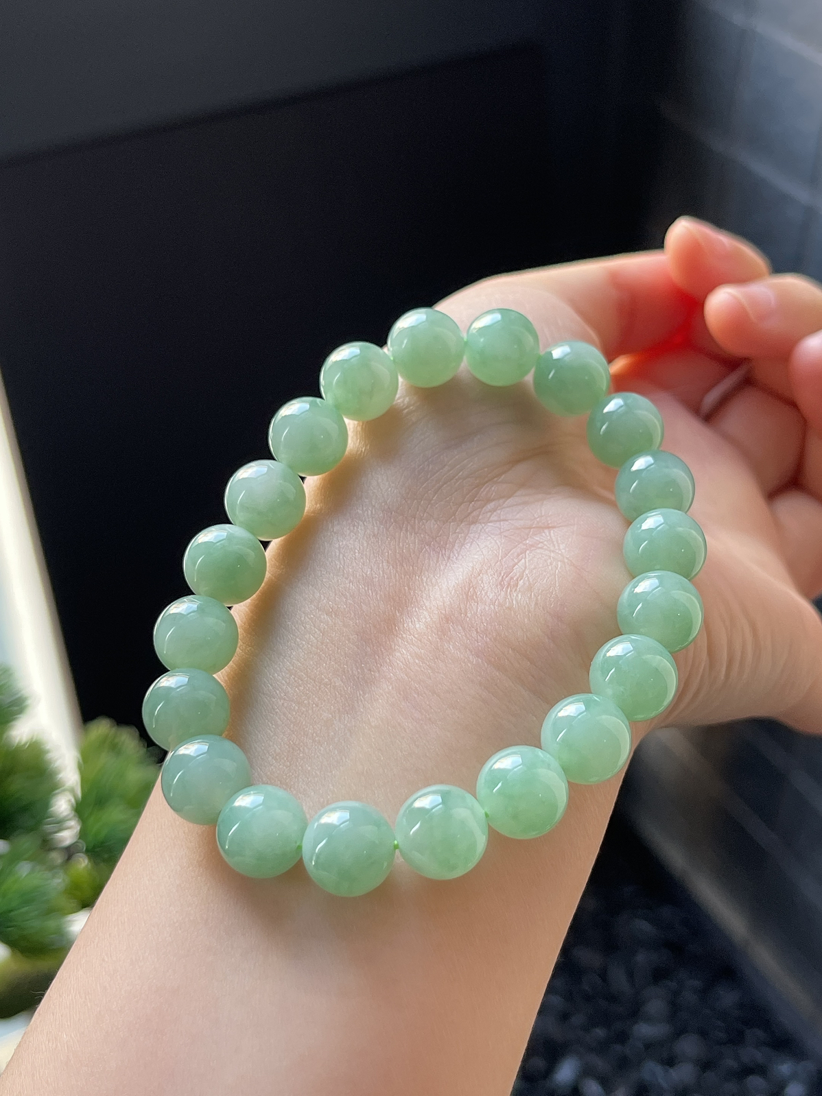 翡翠冰糯种绿色手链