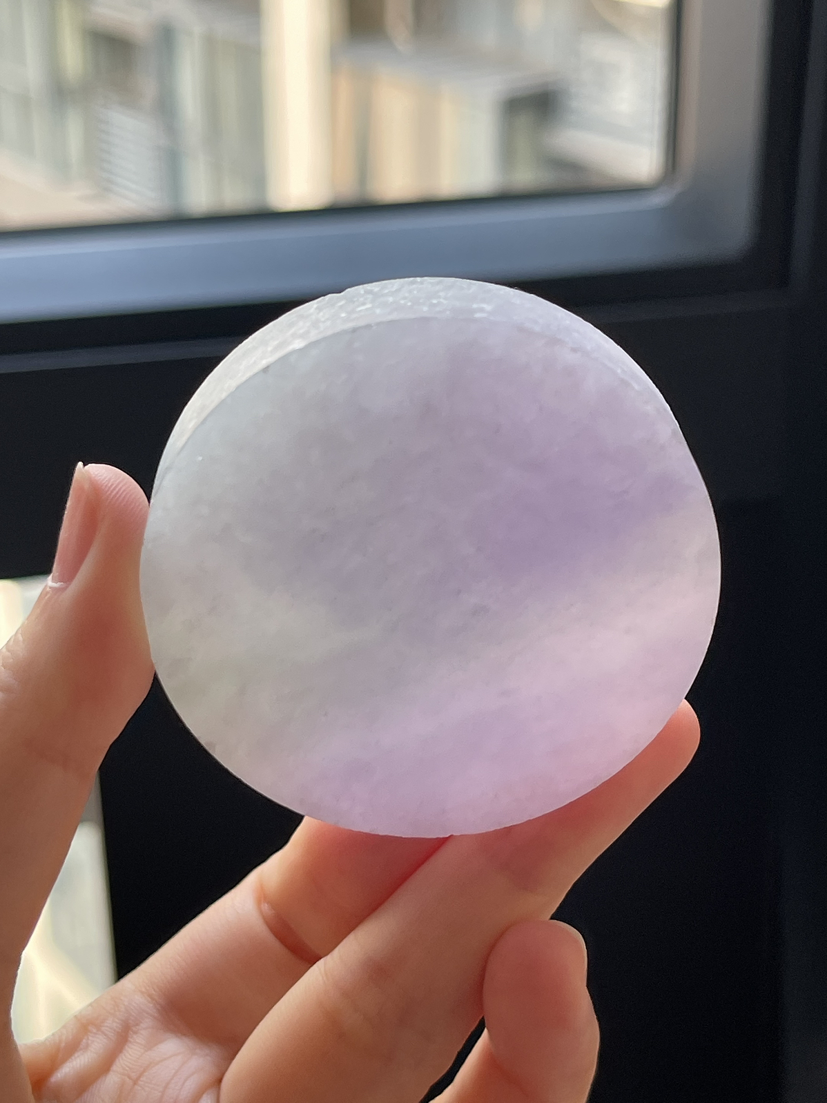 翡翠冰糯种春带彩镯心