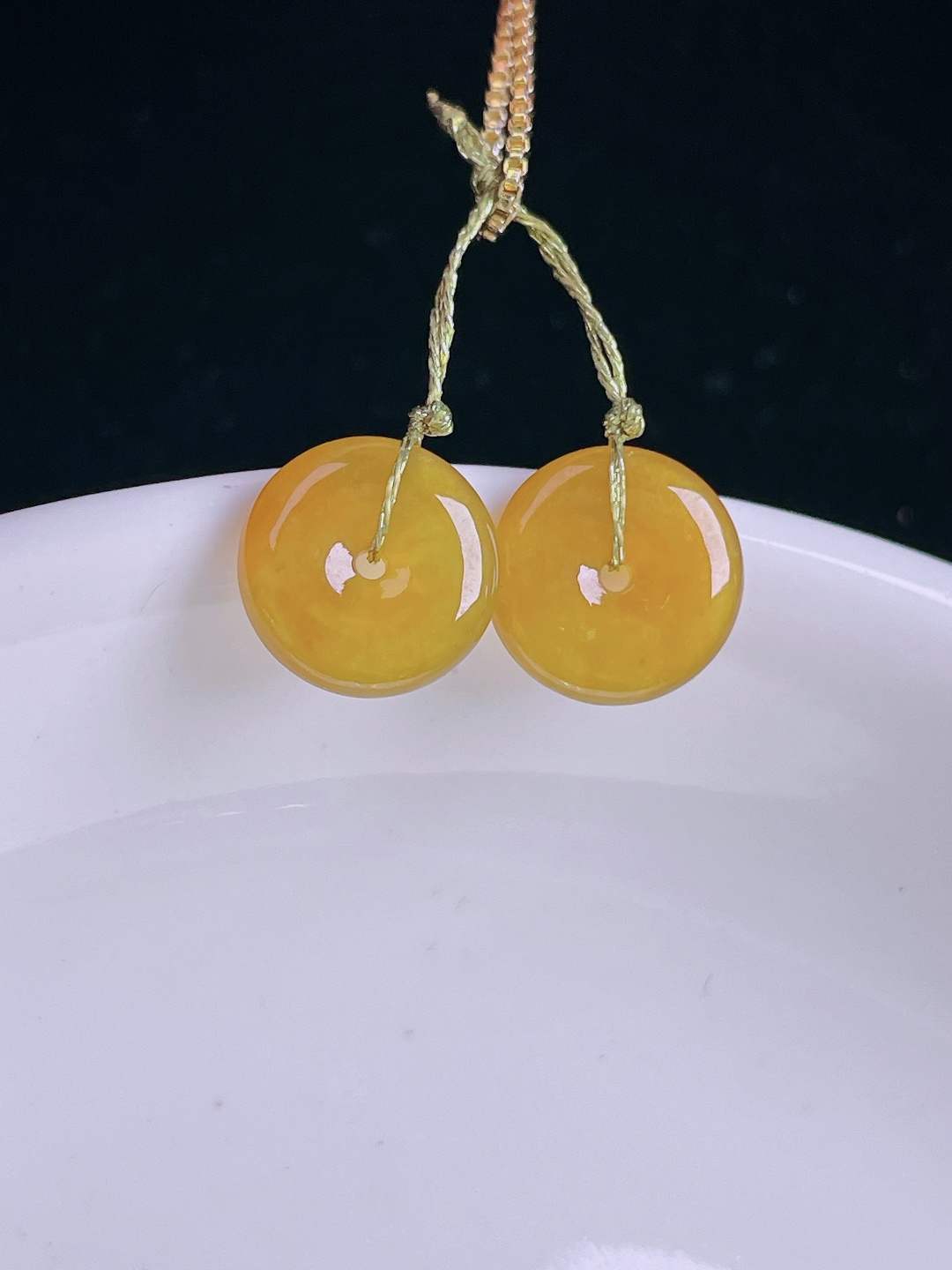 ️冰黄耳坠，老种起光，细底通透，尺寸：9.5/3mm0922