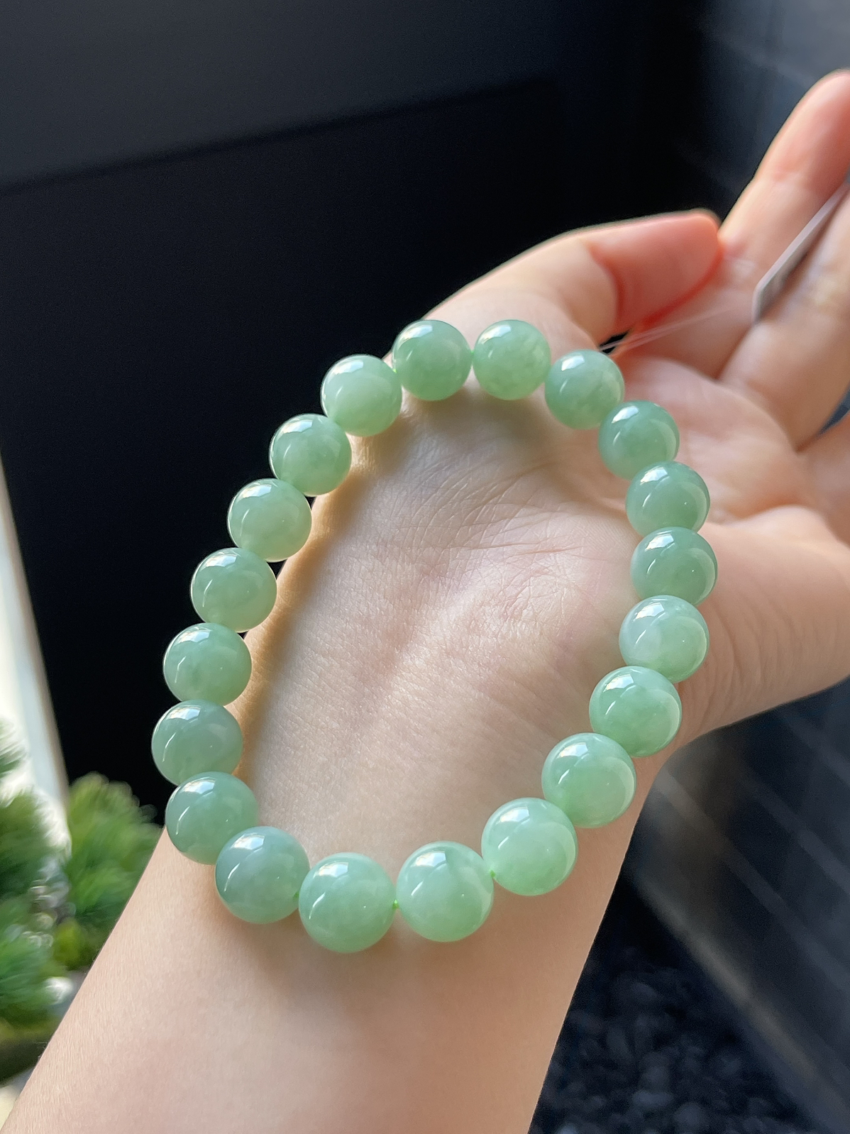 翡翠冰糯种绿色手链