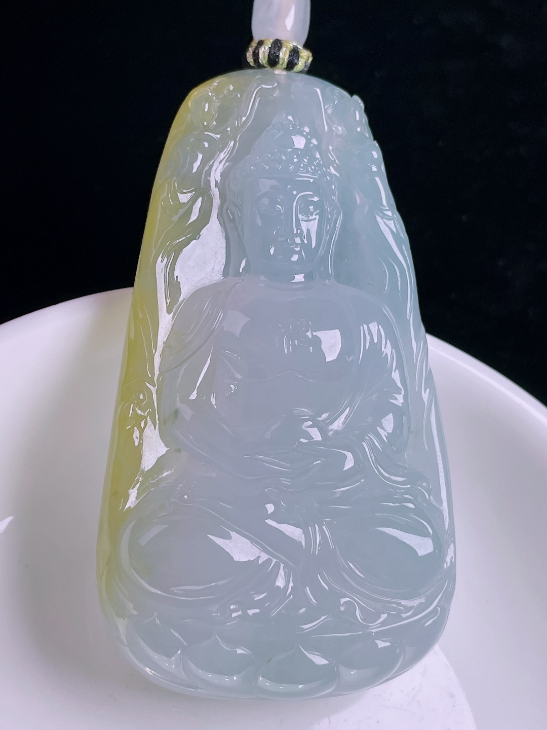 ️冰黄大日如来阿弥陀佛，老种起光，细底通透，尺寸：67.5/38/10mm0922