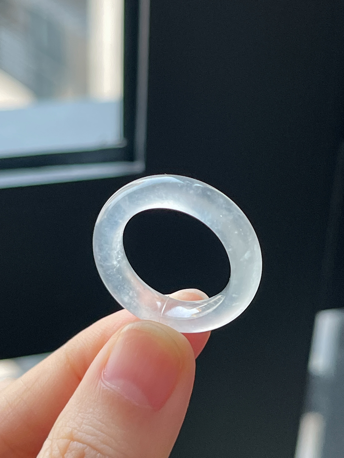 翡翠白冰指环戒指