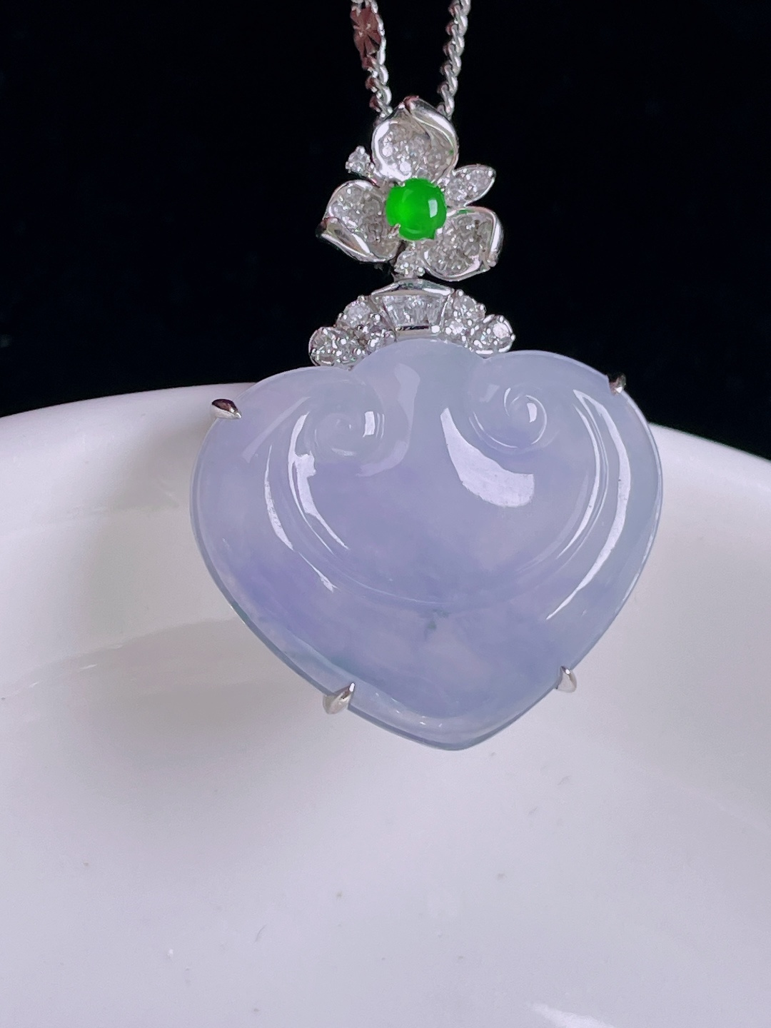 ️如意，18k镶嵌，老种起光，细底通透，尺寸：29/22/6.4mm0922