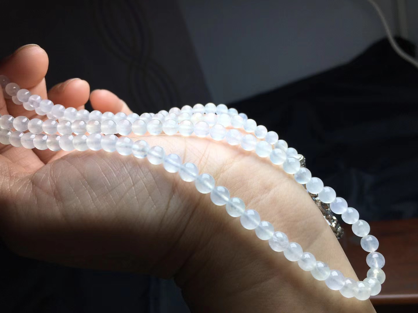 ️ 种珠链，卡4.4～5.3mm，133颗，种好，玉质细腻，均匀，透水润，通透，颗颗精选