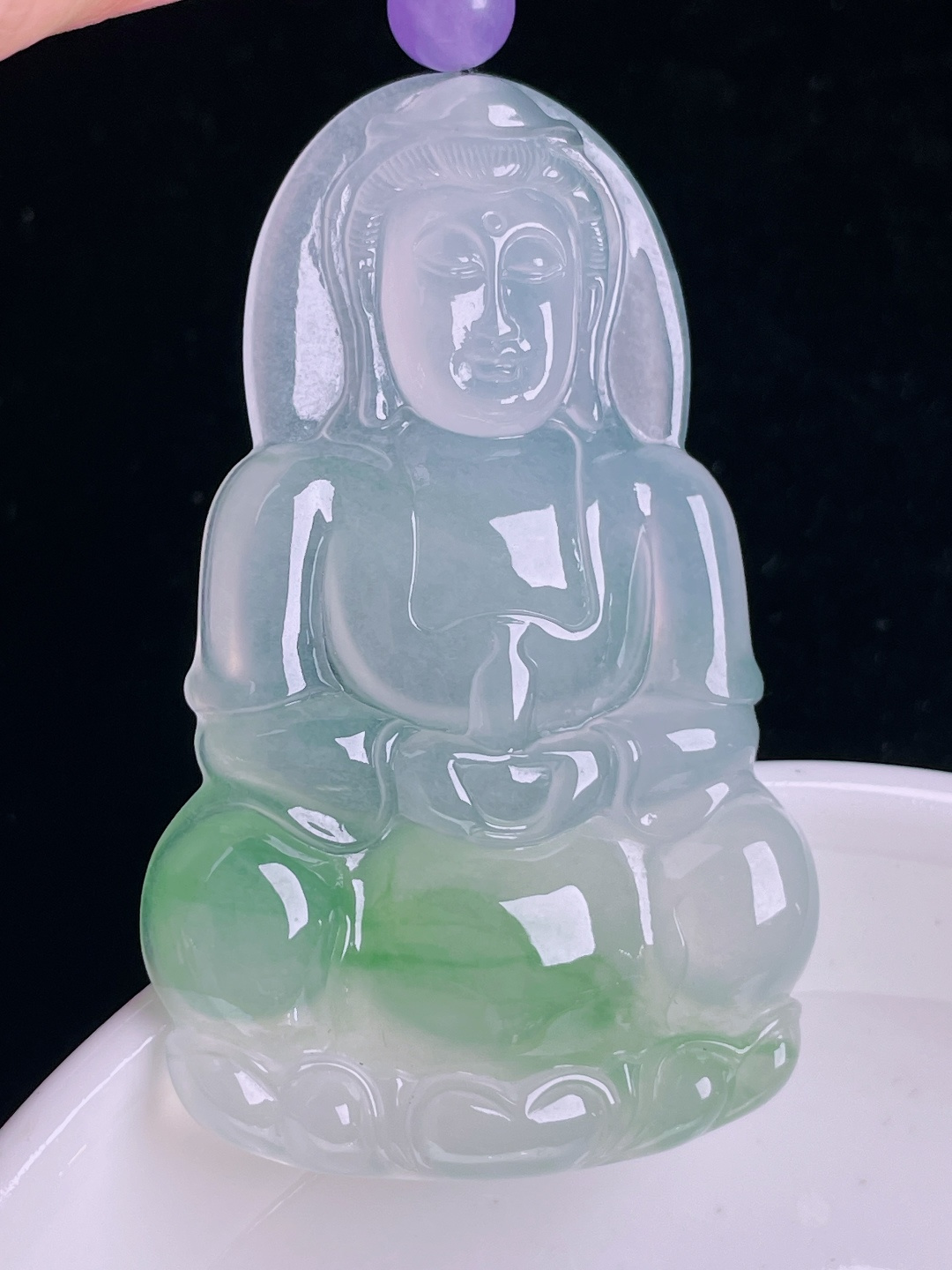️冰绿观音，老种起光，细底通透，尺寸：54.8/34.4/5.6mm0922