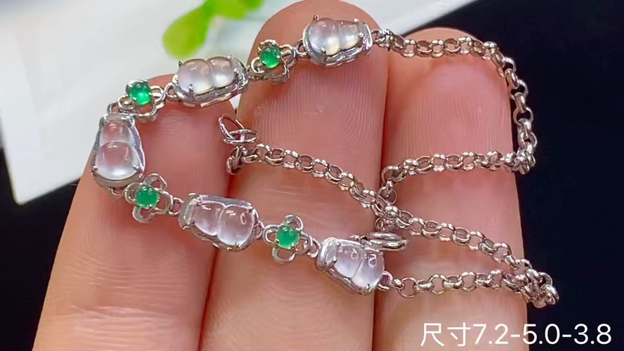 ️18k金玻璃种葫芦手链，7.2-5.0-3.8