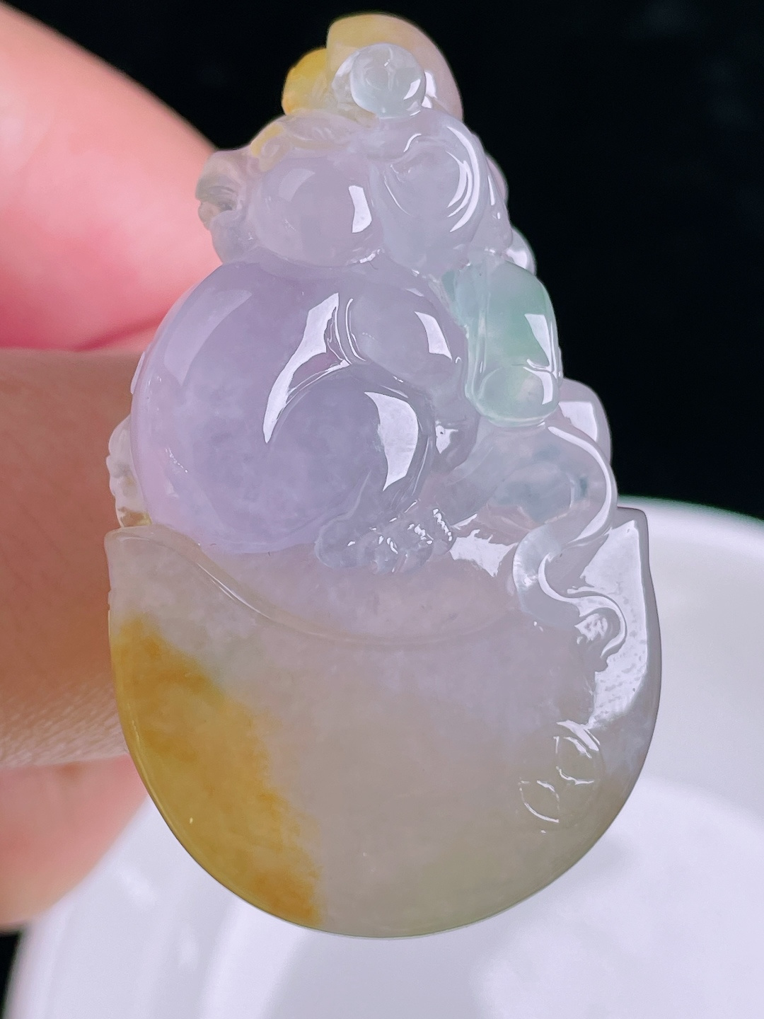 ️冰黄发财猪，老种起光，细底通透，尺寸：48.4/28.7/12mm0922