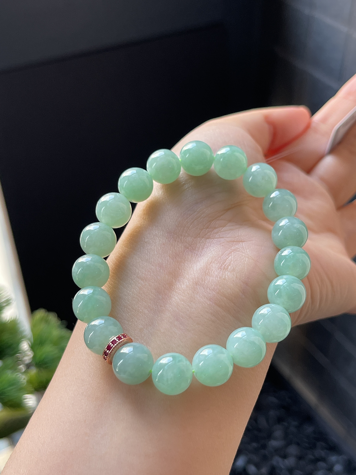 翡翠冰糯种绿色手串