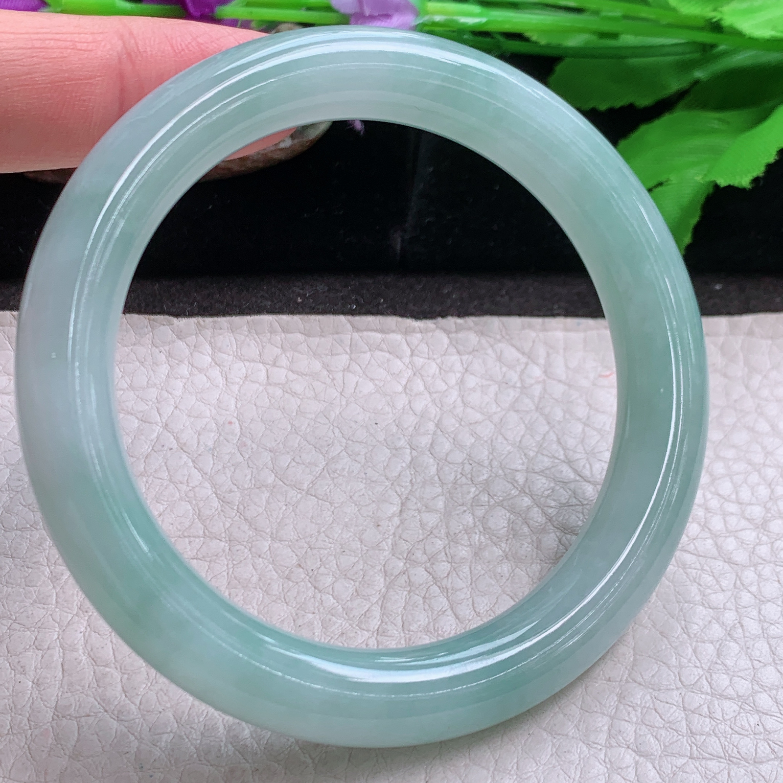 hh自然光58*10.5*10美人镯 缅甸翡翠a货玉手镯高品质清新圆条玉手环