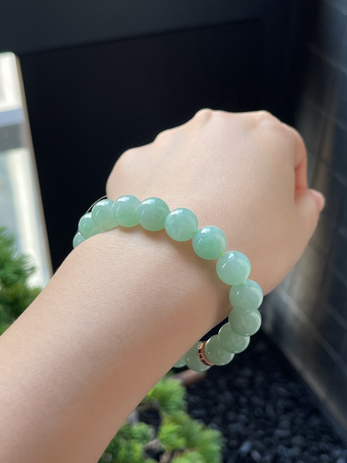 翡翠冰糯种绿色手串