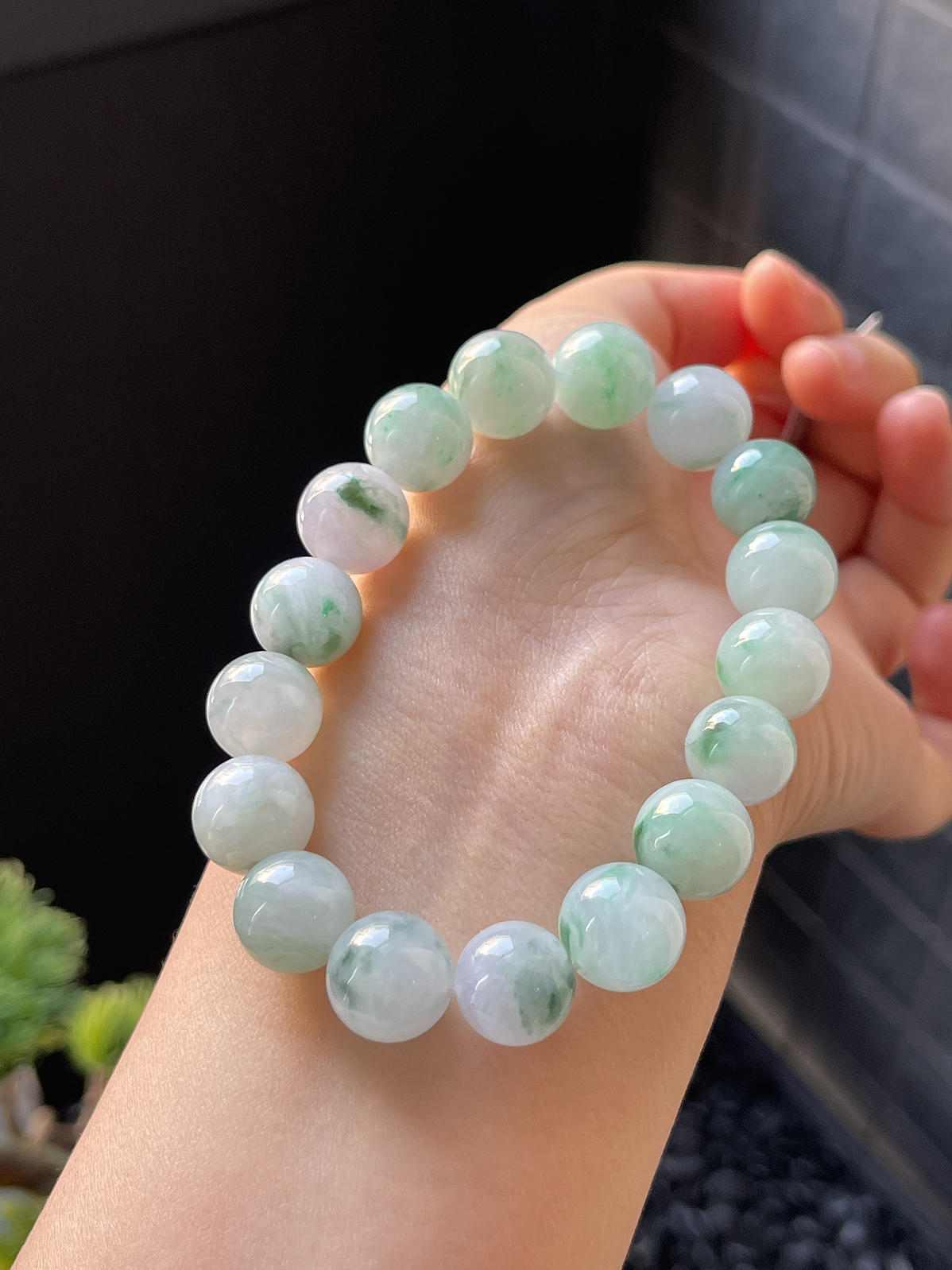 翡翠冰糯种飘花手链
