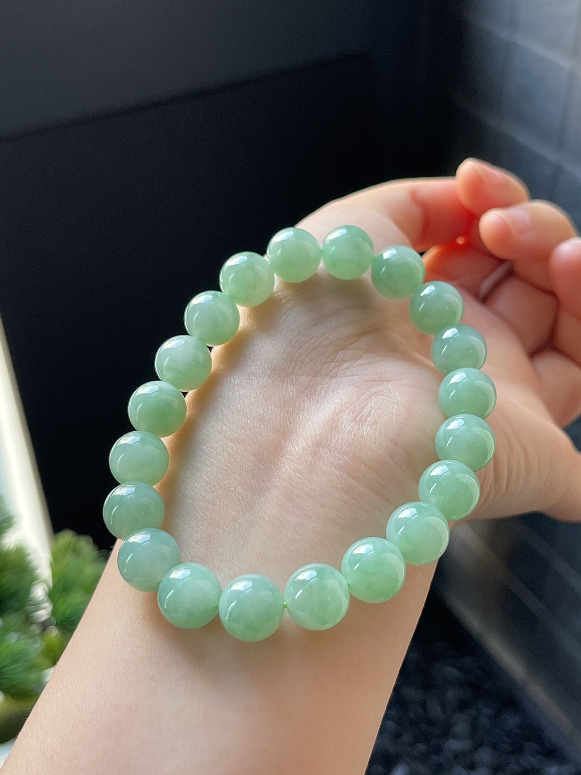 翡翠冰糯种绿色手链