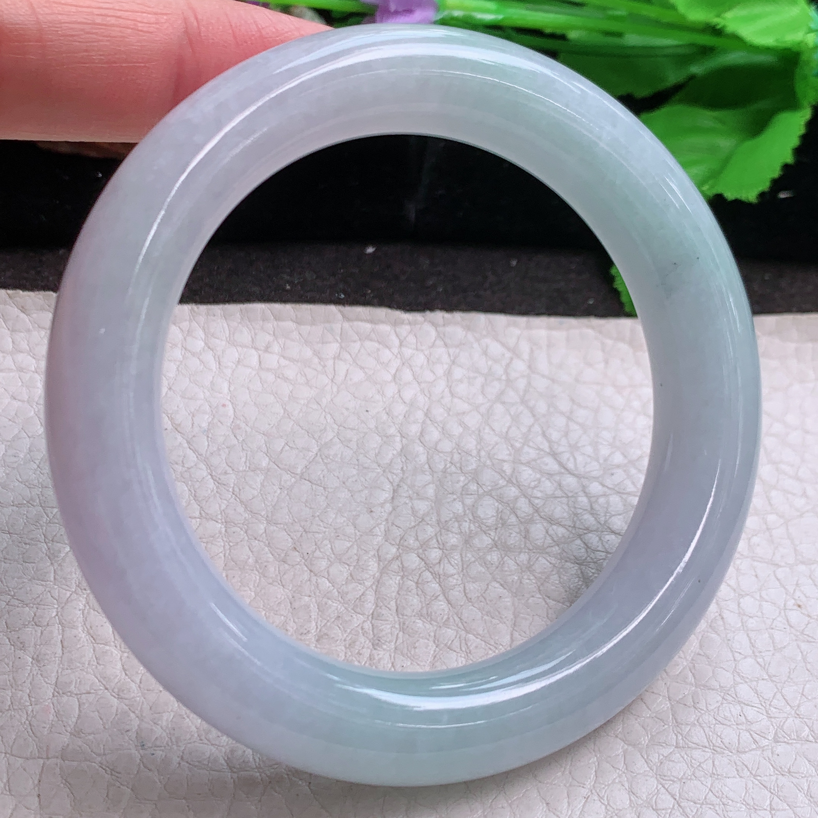hh自然光58.5*12.6*11.8胖圆镯 缅甸翡翠a货玉手镯高品质清新圆条玉手环